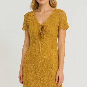 Forever 21 Mustard Floral Lace-Up Dress – Size Medium dresses for women party